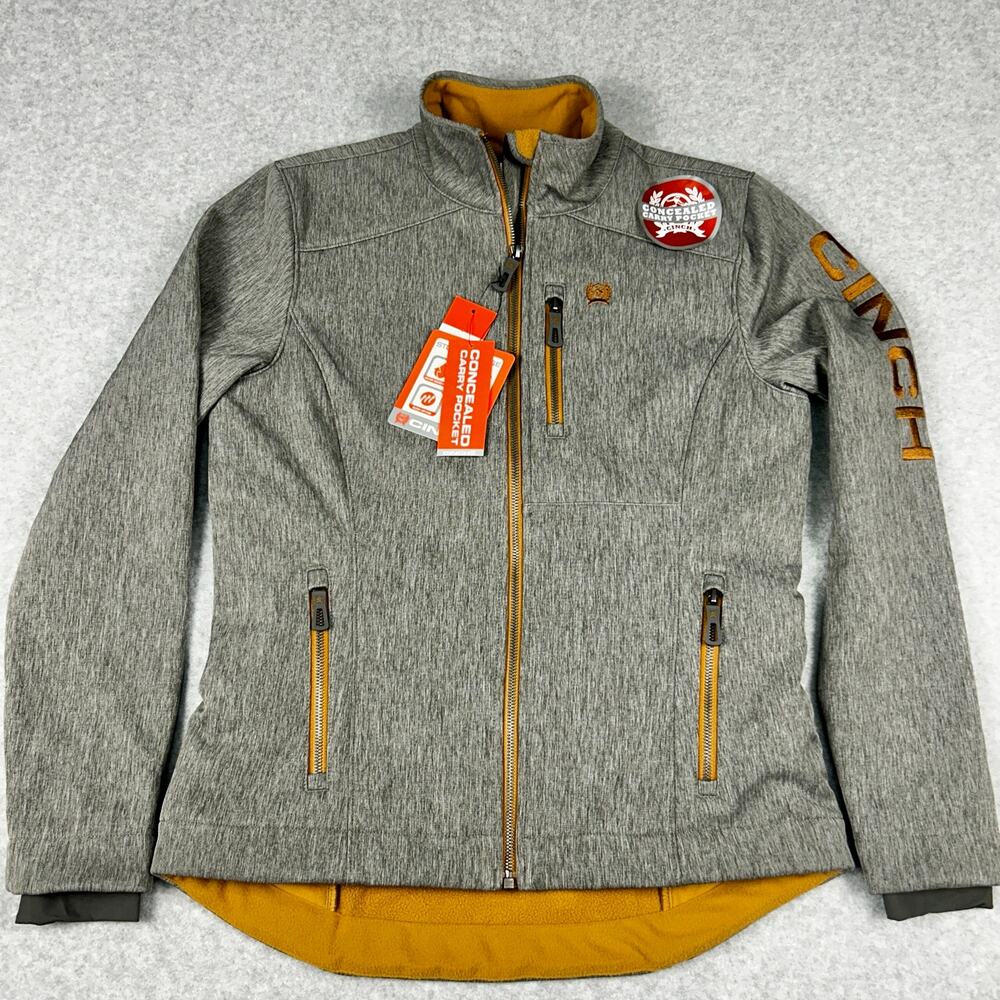 Cinch Concealed Carry Ladies Jacket Size Small Gray Tan NWT Softshell Bonded